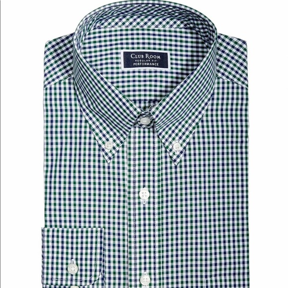 Club Room Blue White Striped Button Down Slim Fit Cotton Dress Shirt 16.5 36//37
